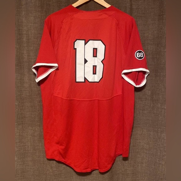 Maryland Holloway Performance Dry-Excel #18 Baseball Patch 68 Jersey Red Adult L - Picture 2 of 4